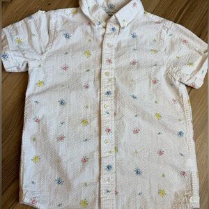 Janie and Jack White Floral Button Up 100% Cotton Top Girls’ Size 7